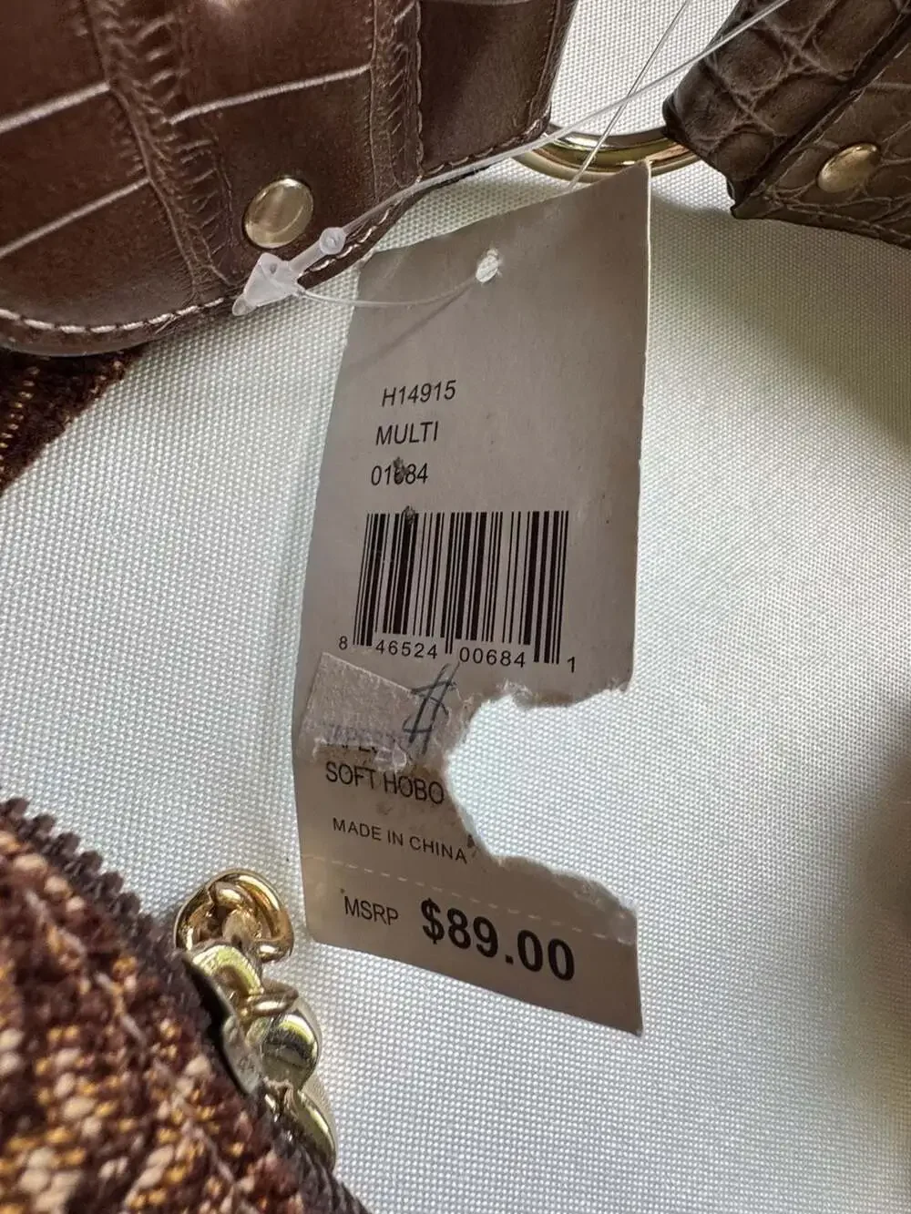 Y2K Tapestry Baguette Hobo Bag Rhinestone Charm Faux Fur Boho Maximalist NWT